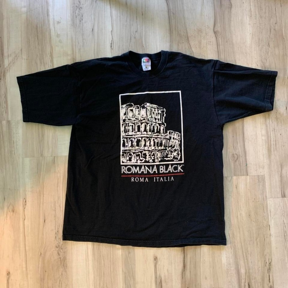 Vintage 1990s Romana‎ Black Roma Italia Colosseum tshirt XL